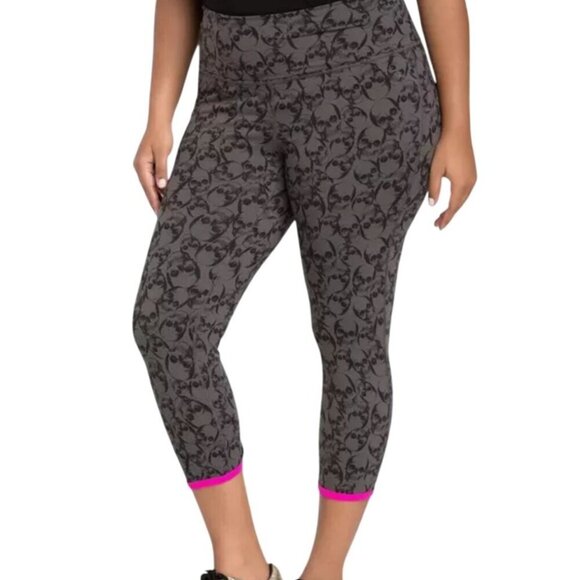 torrid Pants - Torrid Active Skull Print Pink Trim Cropped Legging